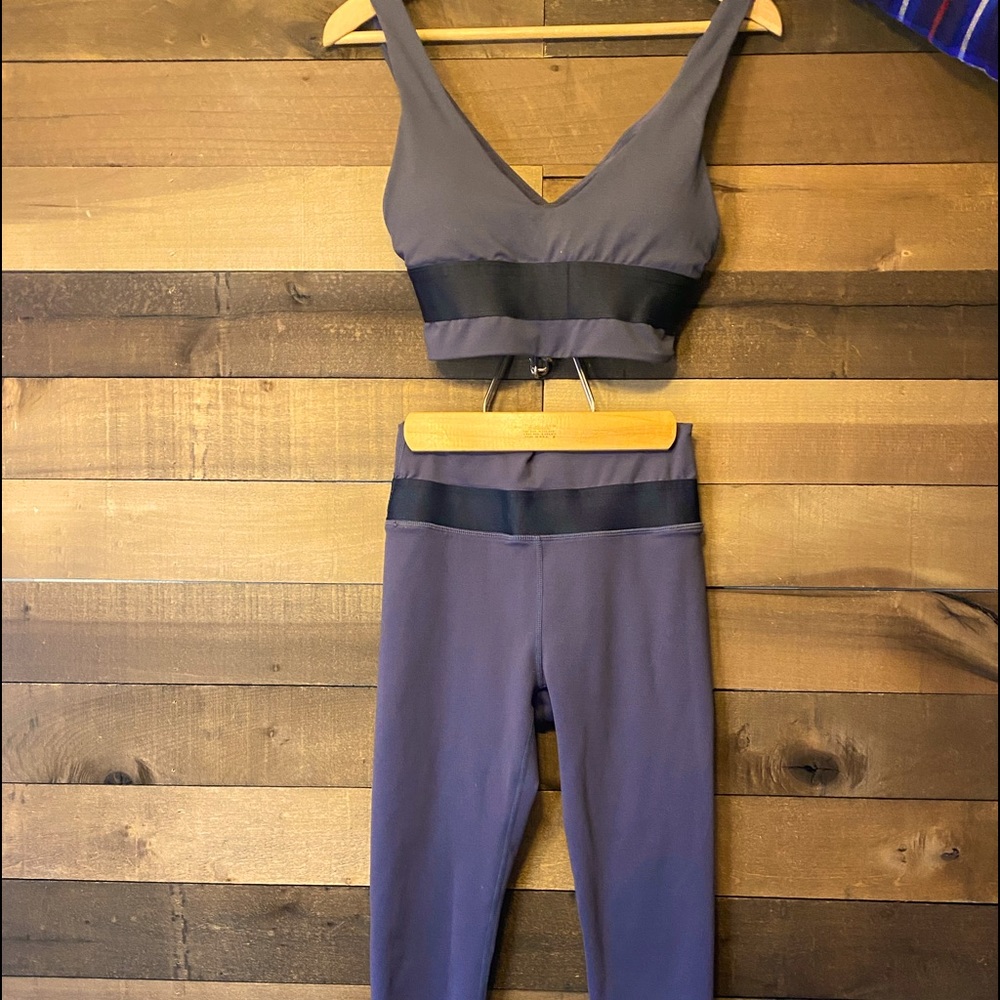 Fabletics sports bra and high waisted legging yoga set.